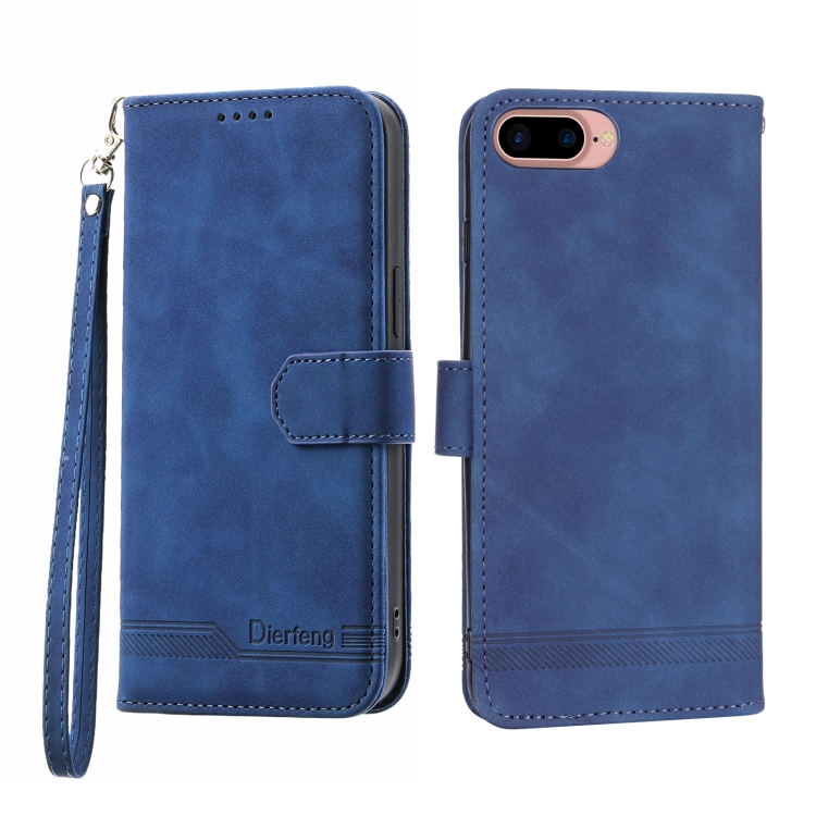 

For iPhone 6 Plus/7 Plus/8 Plus Dierfeng Dream Line TPU + PU Leather Phone Case(Blue)