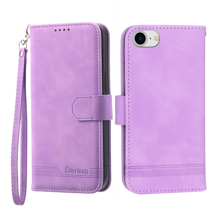 

For iPhone 6/7/8/SE 2020/SE 2022 Dierfeng Dream Line TPU + PU Leather Phone Case(Purple)