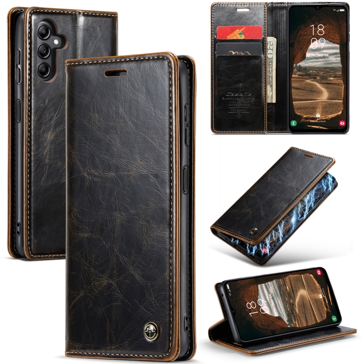 

For Samsung Galaxy A14 5G CaseMe 003 Crazy Horse Texture Leather Phone Case(Coffee)