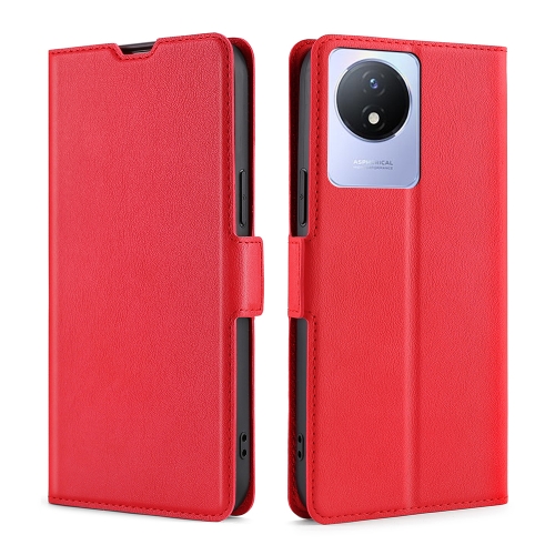 

For vivo Y02 4G Ultra-thin Voltage Side Buckle Horizontal Flip Leather Phone Case(Red)