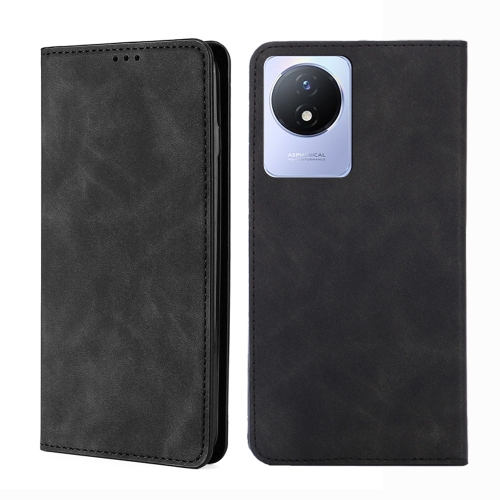 

For vivo Y02 4G Skin Feel Magnetic Horizontal Flip Leather Phone Case(Black)