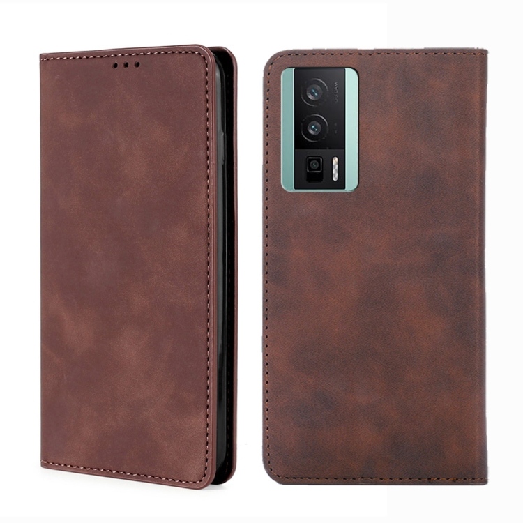 

For Xiaomi Redmi K60 / K60 Pro Skin Feel Magnetic Horizontal Flip Leather Phone Case(Dark Brown)