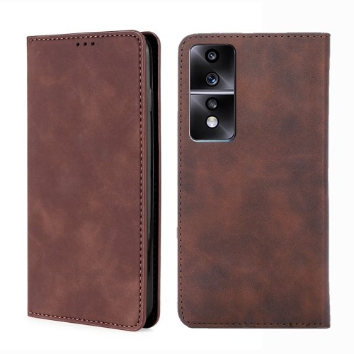 

For Honor 80 GT Skin Feel Magnetic Horizontal Flip Leather Phone Case(Dark Brown)