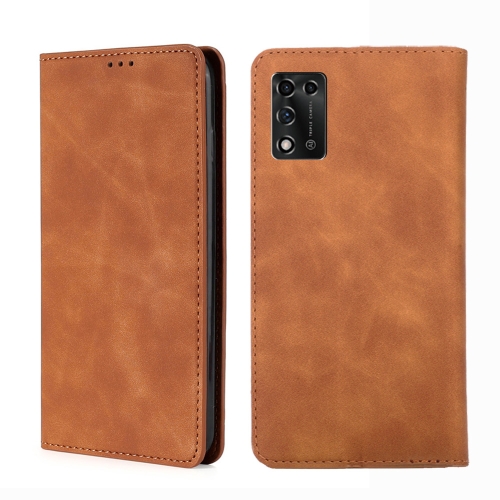 

For ZTE Libero 5G III Skin Feel Magnetic Horizontal Flip Leather Phone Case(Light Brown)