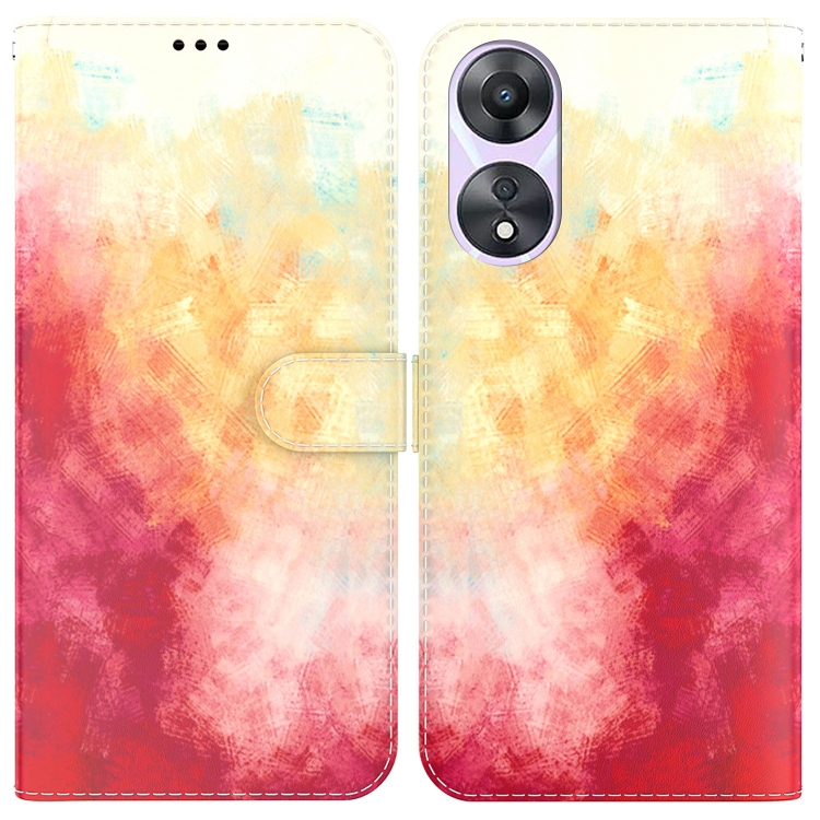 

For OPPO A58 Watercolor Pattern Flip Leather Phone Case(Spring Cherry)