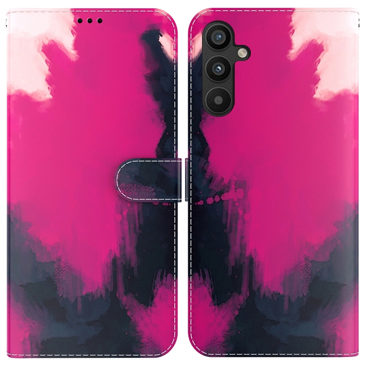 

For Samsung Galaxy A34 5G Watercolor Pattern Flip Leather Phone Case(Berry Color)