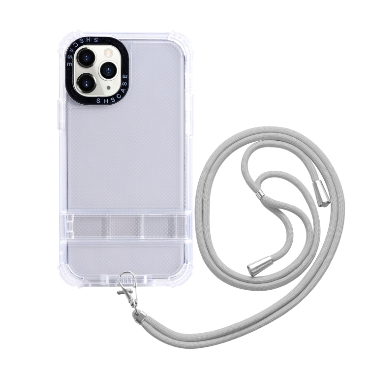 

For iPhone 11 2 in 1 360 Invisible Holder Cross-body Rope Phone Case(White)