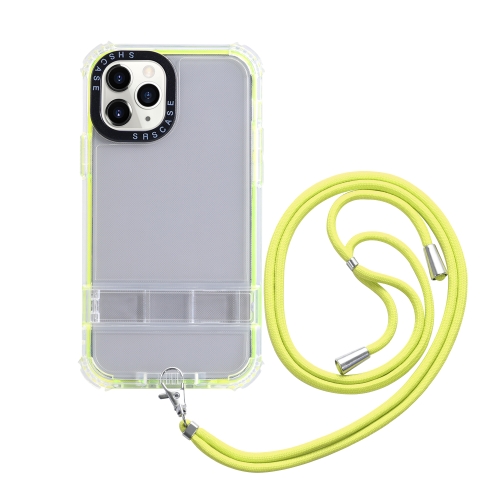 Para iPhone 15 Pro Max 2 en 1 360 Estuche para teléfono con cuerda cruzada  y soporte invisible (amarillo)