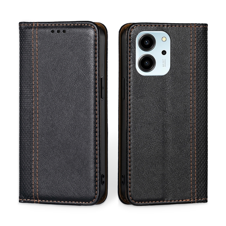 

For Honor 80 SE Grid Texture Magnetic Flip Leather Phone Case(Black)