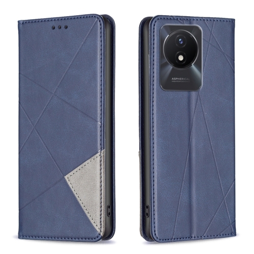 

For vivo Y02 4G Prismatic Invisible Magnetic Leather Phone Case(Blue)