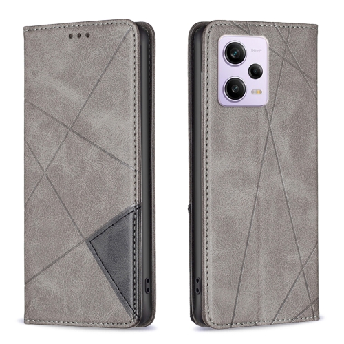 

For Xiaomi Redmi Note 12 Pro 5G Global Prismatic Invisible Magnetic Leather Phone Case(Grey)