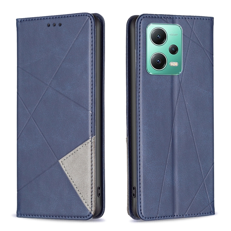 

For Xiaomi Redmi Note 12 Global Prismatic Invisible Magnetic Leather Phone Case(Blue)