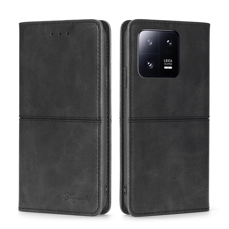 

For Xiaomi 13 Pro Cow Texture Magnetic Horizontal Flip Leather Phone Case(Black)