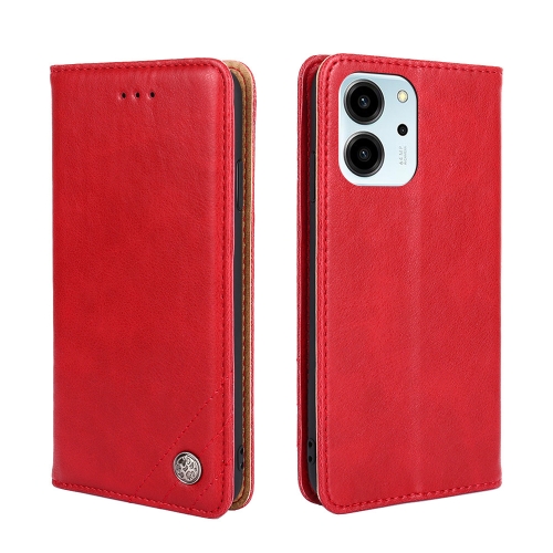 

For Honor 80 SE Non-Magnetic Retro Texture Flip Leather Phone Case(Red)