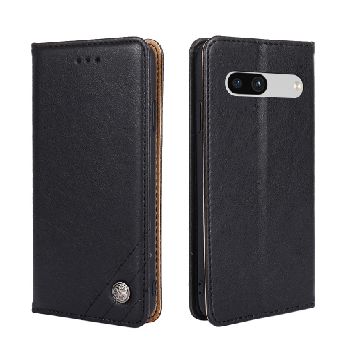 

For Google Pixel 7a Non-Magnetic Retro Texture Flip Leather Phone Case(Black)