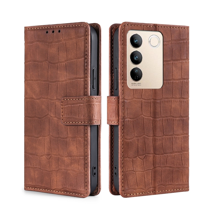 

For vivo S16 / S16 Pro Skin Feel Crocodile Magnetic Clasp Leather Phone Case(Brown)