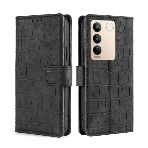 

For vivo S16 / S16 Pro Skin Feel Crocodile Magnetic Clasp Leather Phone Case(Black)