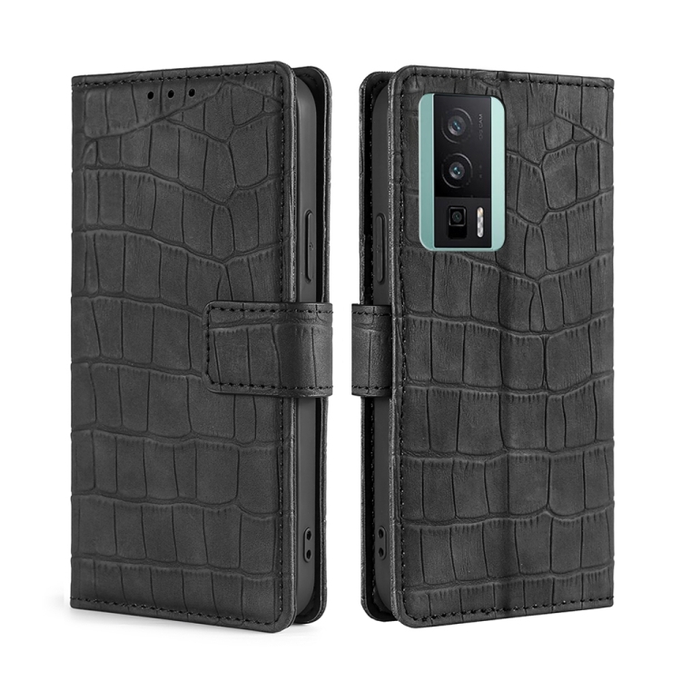 

For Xiaomi Redmi K60 / K60 Pro Skin Feel Crocodile Magnetic Clasp Leather Phone Case(Black)
