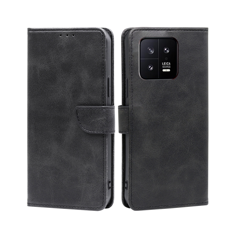 

For Xiaomi 13 Calf Texture Buckle Flip Leather Phone Case(Black)