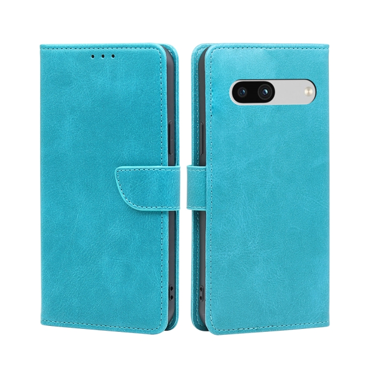 

For Google Pixel 7a Calf Texture Buckle Flip Leather Phone Case(Light Blue)