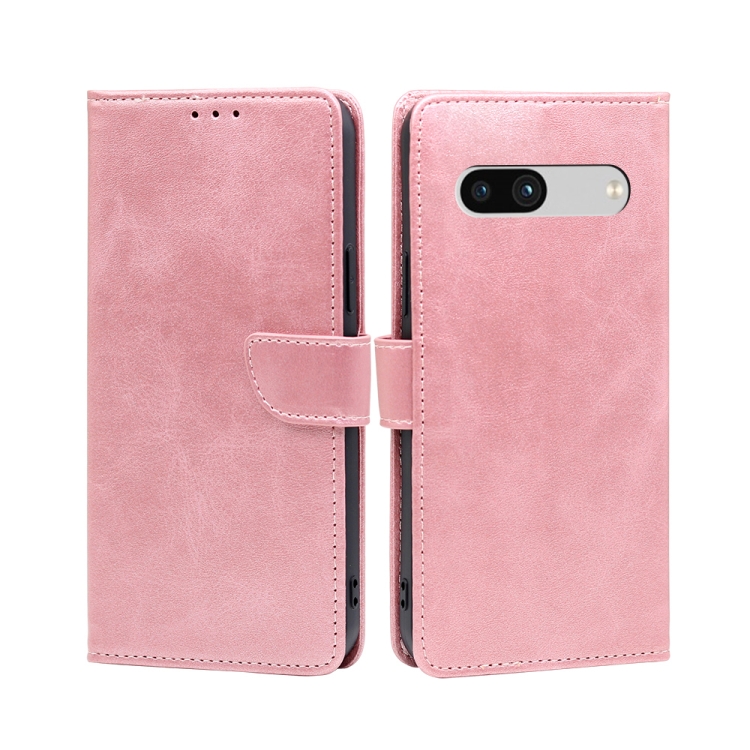 

For Google Pixel 7a Calf Texture Buckle Flip Leather Phone Case(Rose Gold)