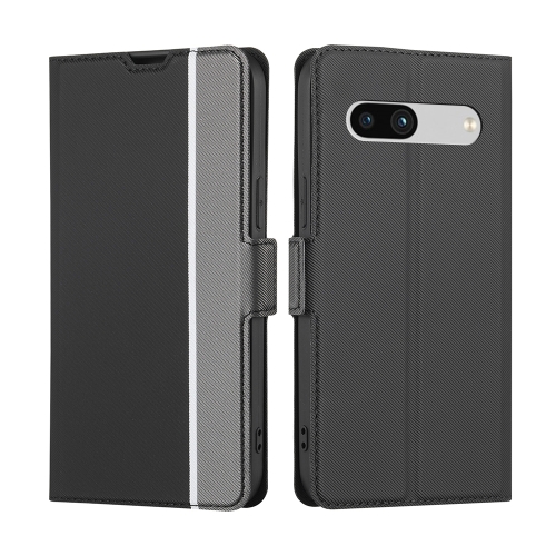 

For Google Pixel 7a Twill Texture Side Button Leather Phone Case(Black)