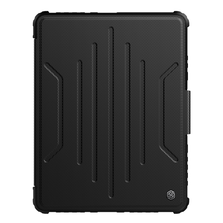 

For iPad Pro 12.9 2022 / 2021 / 2020 / Air 2020 / Air 2022 NILLKIN Bumper Snapsafe Multifunctional Leather Tablet Case with Pen Slot(Black)