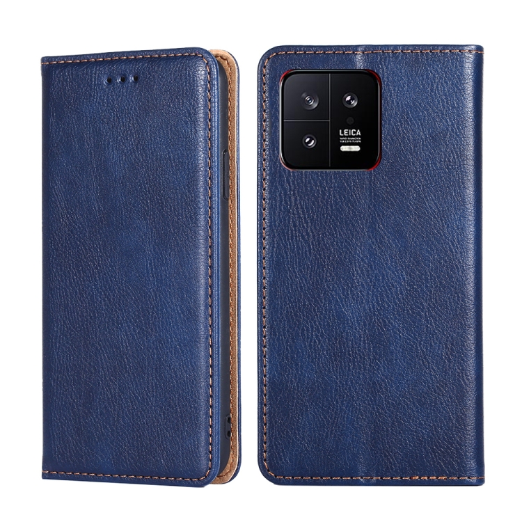 

For Xiaomi 13 Gloss Oil Solid Color Magnetic Leather Phone Case(Blue)