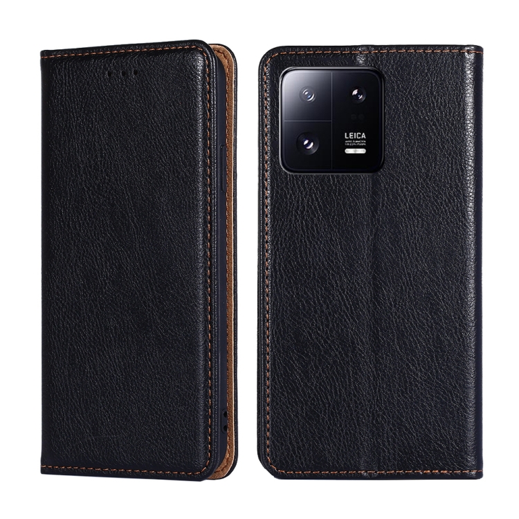 

For Xiaomi 13 Pro Gloss Oil Solid Color Magnetic Leather Phone Case(Black)