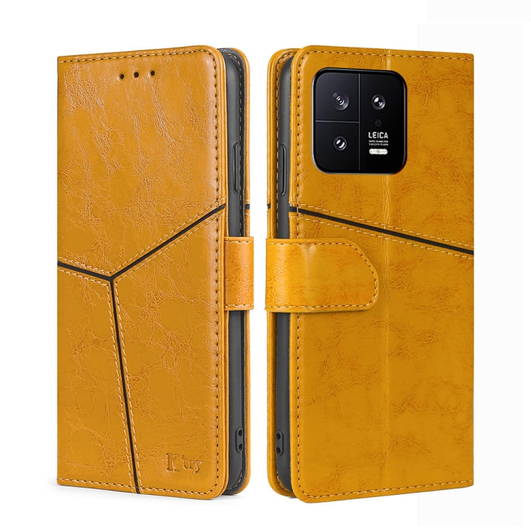 

For Xiaomi 13 Geometric Stitching Horizontal Flip Leather Phone Case(Yellow)