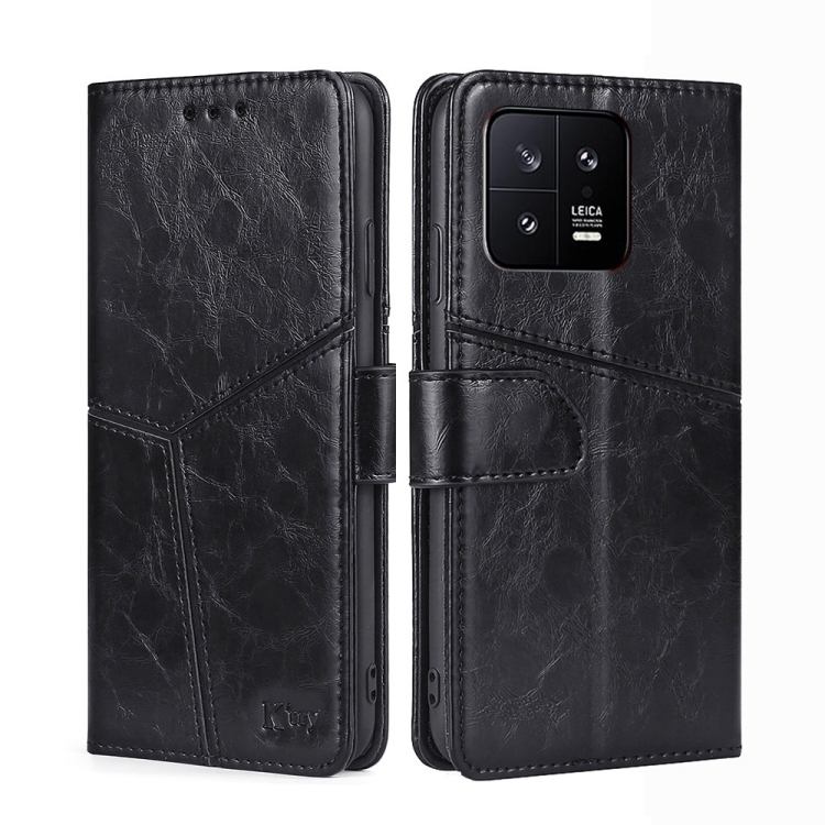 

For Xiaomi 13 Geometric Stitching Horizontal Flip Leather Phone Case(Black)