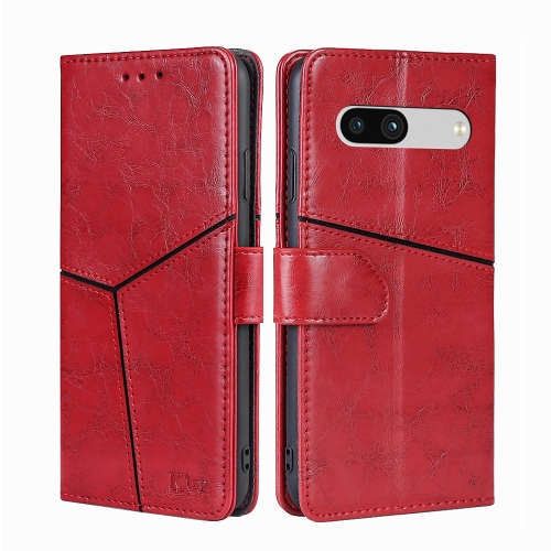 

For Google Pixel 7a Geometric Stitching Horizontal Flip Leather Phone Case(Red)