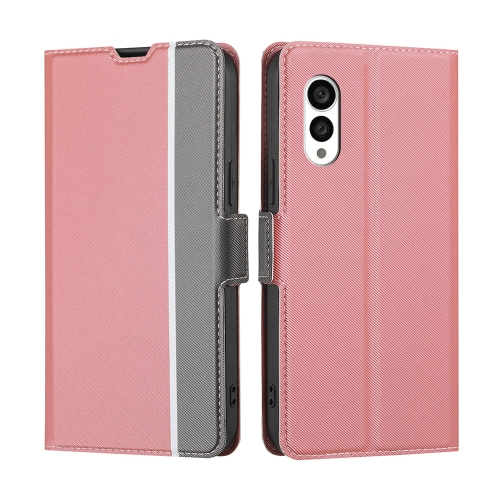 

For Fujitsu Arrows N F-51C Twill Texture Side Button Leather Phone Case(Pink)