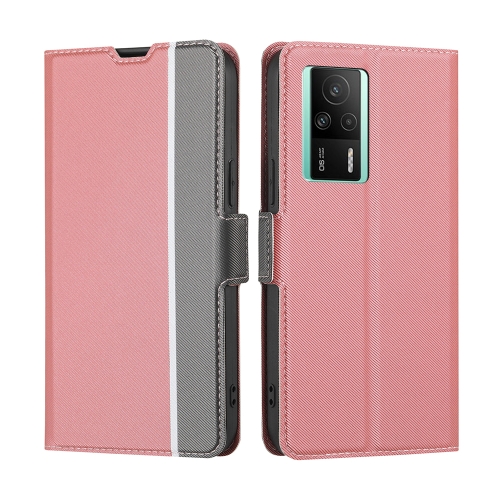 

For Xiaomi Redmi K60E Twill Texture Side Button Leather Phone Case(Pink)