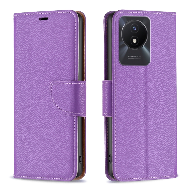 

For vivo Y02 4G Litchi Texture Pure Color Leather Phone Case(Purple)