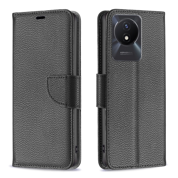 

For vivo Y02 4G Litchi Texture Pure Color Leather Phone Case(Black)