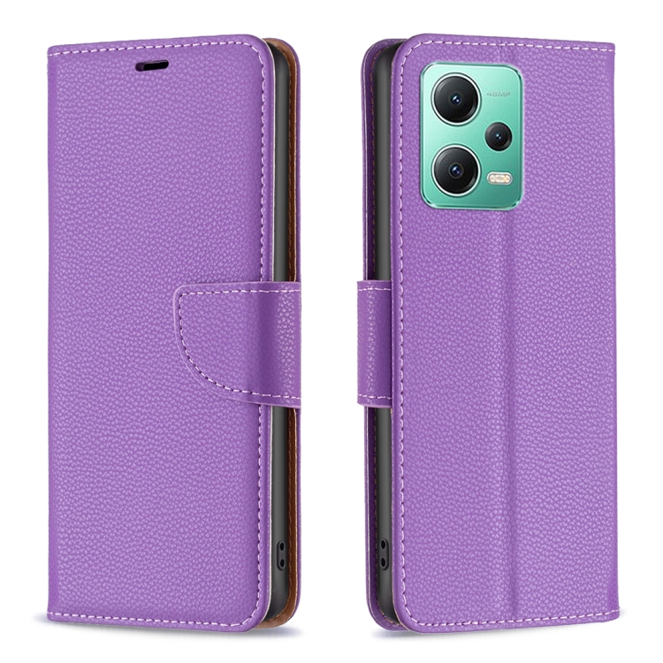 

For Xiaomi Redmi Note 12 Global Litchi Texture Pure Color Leather Phone Case(Purple)