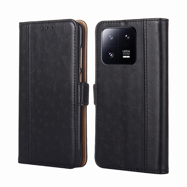

For Xiaomi 13 Pro Ostrich Texture Flip Leather Phone Case(Black)