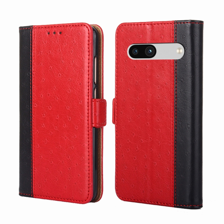 

For Google Pixel 7a Ostrich Texture Flip Leather Phone Case(Red)