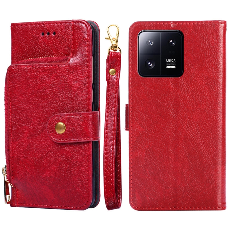

For Xiaomi 13 Pro Zipper Bag Leather Phone Case(Red)