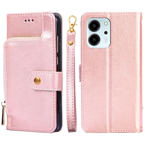 

For Honor 80 SE Zipper Bag Leather Phone Case(Rose Gold)