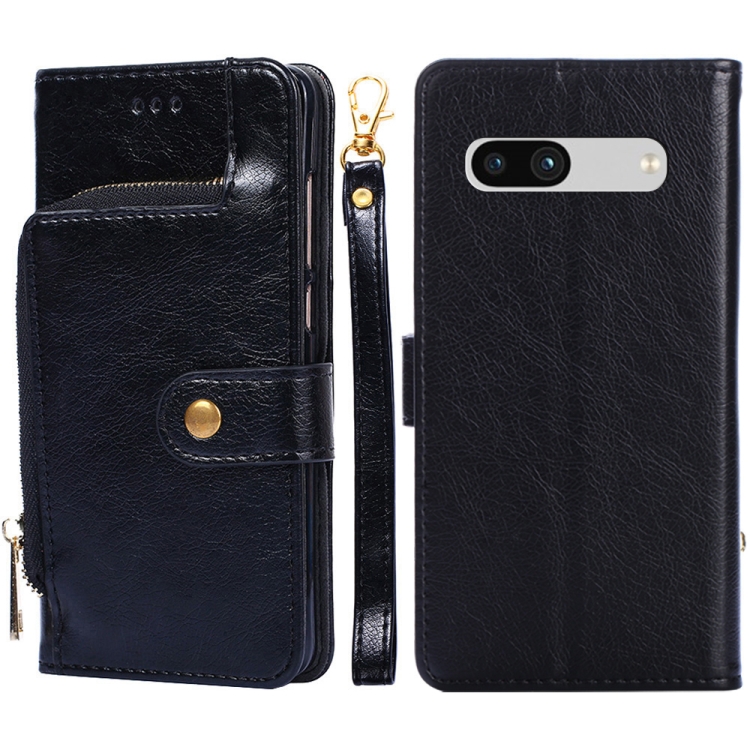

For Google Pixel 7a Zipper Bag Leather Phone Case(Black)