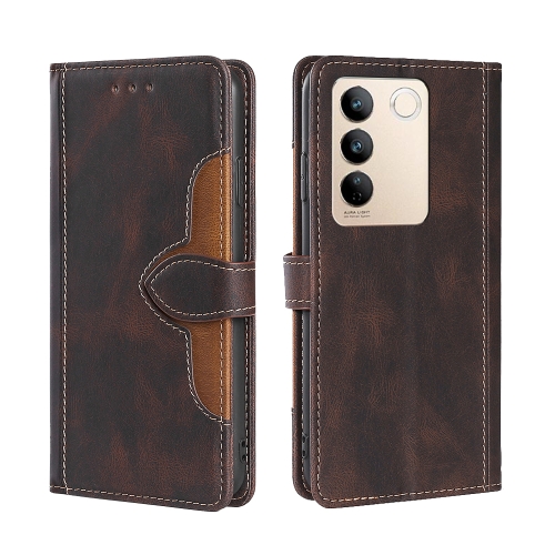

For vivo S16 / S16 Pro Skin Feel Magnetic Buckle Leather Phone Case(Brown)