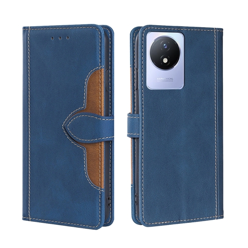 

For vivo Y02 4G Skin Feel Magnetic Buckle Leather Phone Case(Blue)