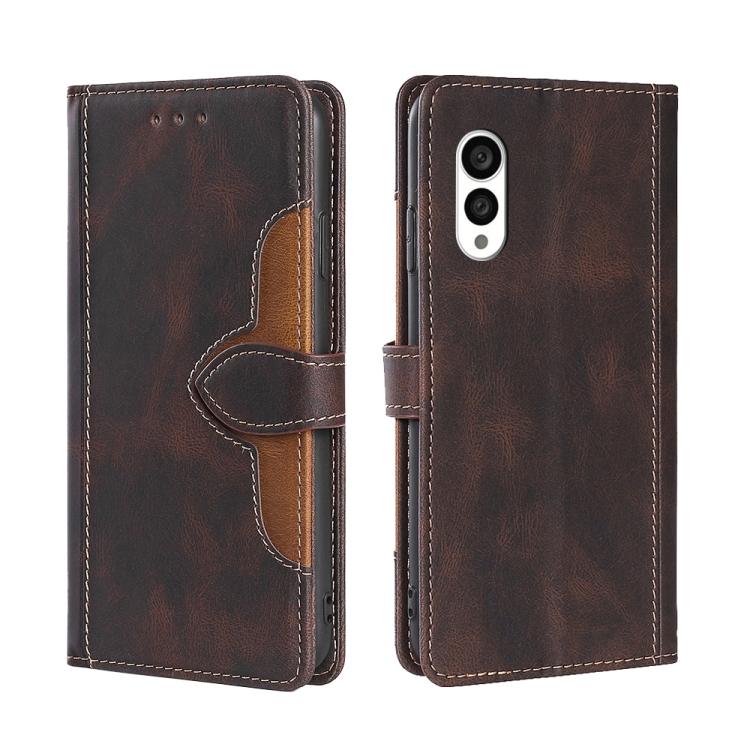 

For Fujitsu Arrows N F-51C Skin Feel Magnetic Buckle Leather Phone Case(Brown)