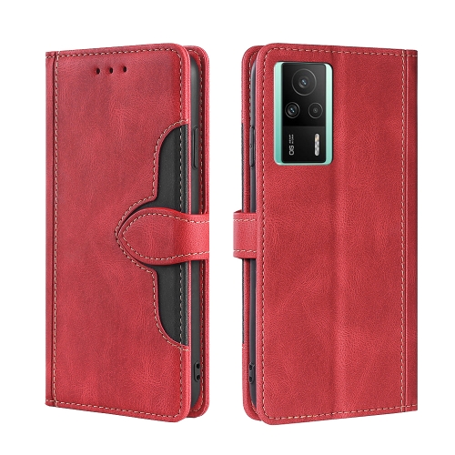 

For Xiaomi Redmi K60E Skin Feel Magnetic Buckle Leather Phone Case(Red)