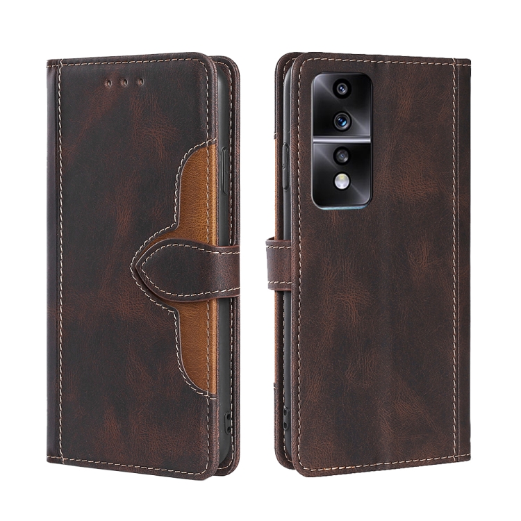 

For Honor 80 GT Skin Feel Magnetic Buckle Leather Phone Case(Brown)
