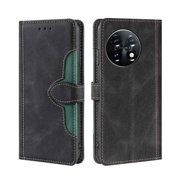 

For OnePlus 11 Skin Feel Magnetic Buckle Leather Phone Case(Black)