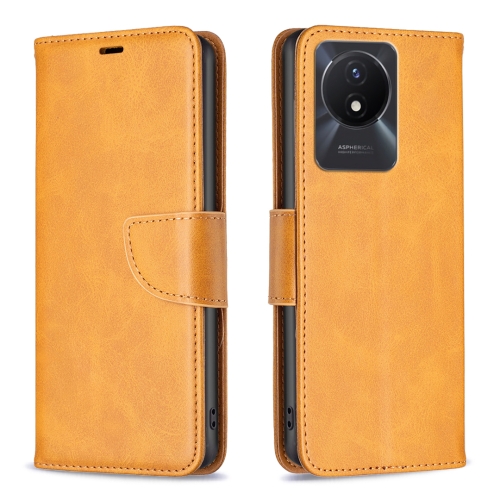 

For vivo Y02 4G Lambskin Texture Leather Phone Case(Yellow)