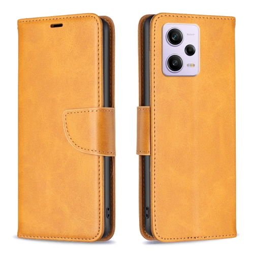 

For Xiaomi Redmi Note 12 Pro+ Global Lambskin Texture Leather Phone Case(Yellow)